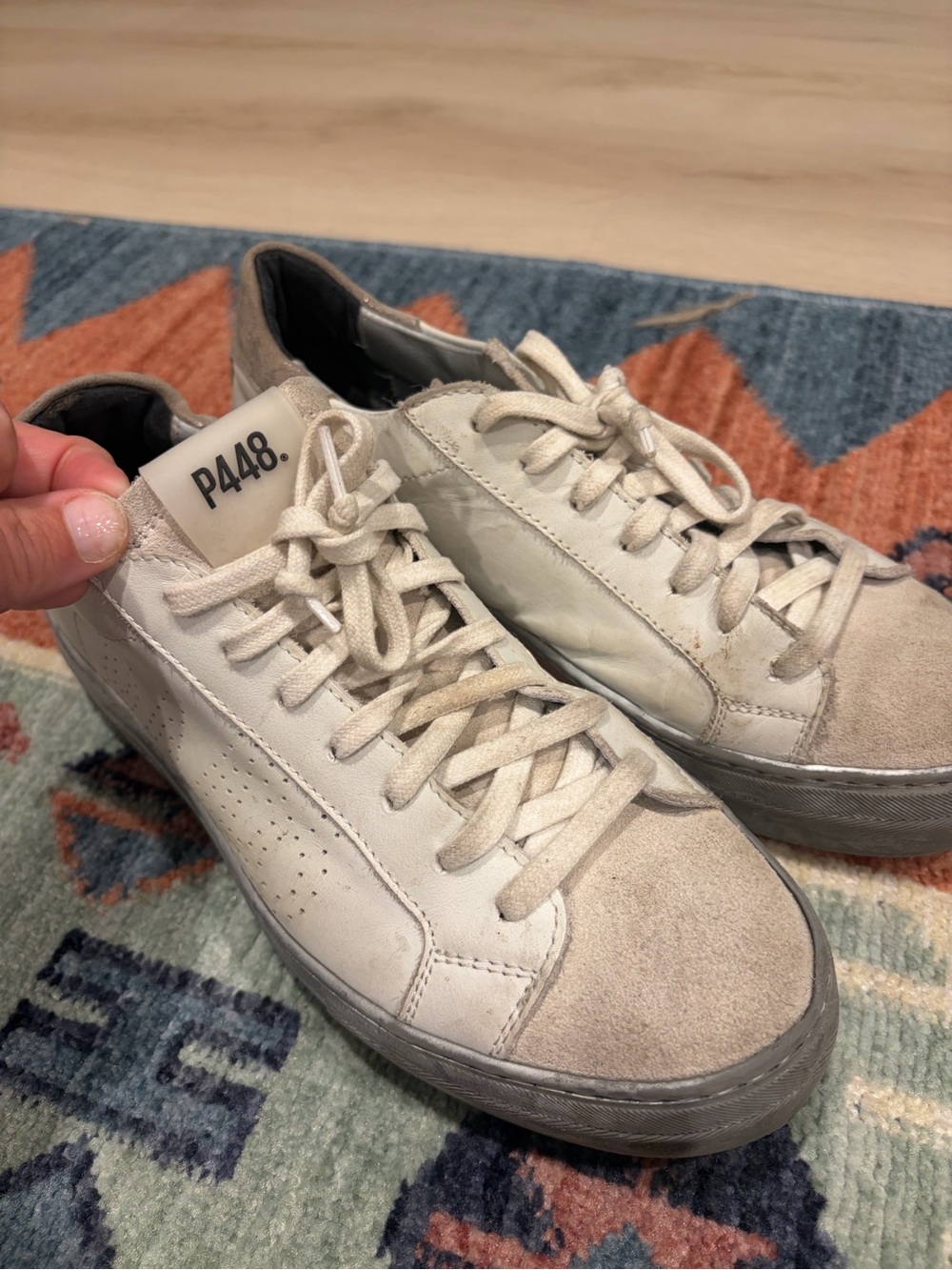 P448 Kids Cream and Gray Low-Top Sneakers